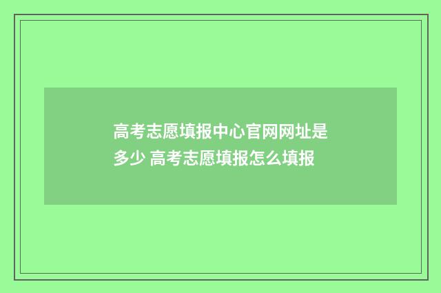 高考志愿填报中心官网网址是多少 高考志愿填报怎么填报
