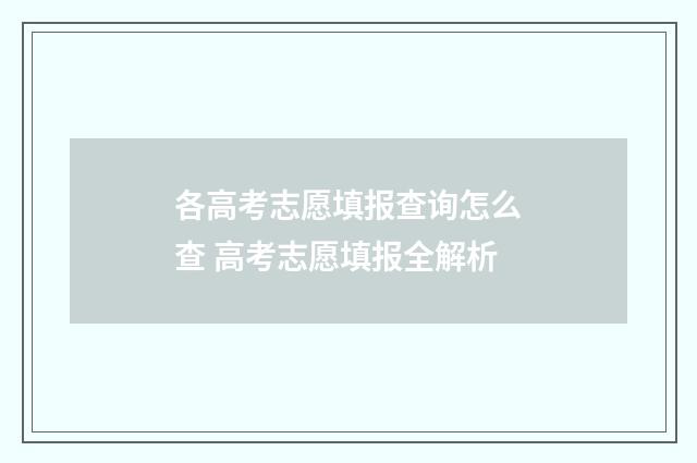 各高考志愿填报查询怎么查 高考志愿填报全解析