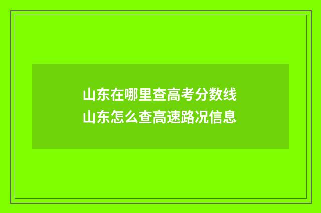 山东在哪里查高考分数线 山东怎么查高速路况信息
