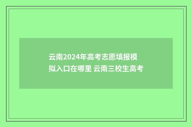 云南2024年高考志愿填报模拟入口在哪里 云南三校生高考