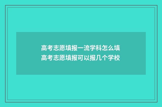 高考志愿填报一流学科怎么填 高考志愿填报可以报几个学校