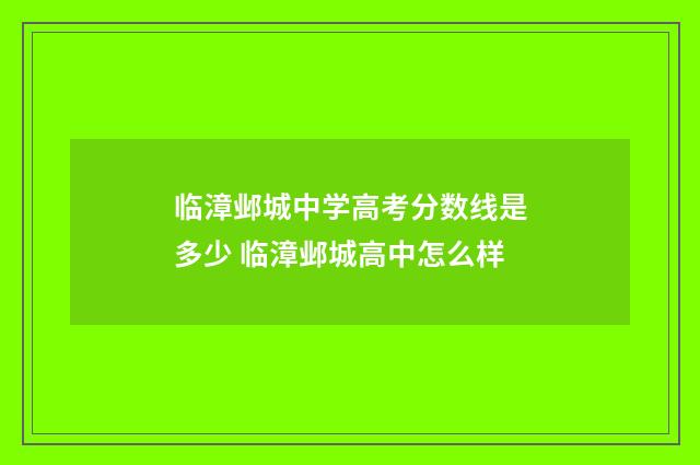 临漳邺城中学高考分数线是多少 临漳邺城高中怎么样