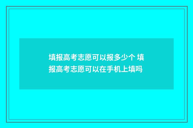 填报高考志愿可以报多少个 填报高考志愿可以在手机上填吗