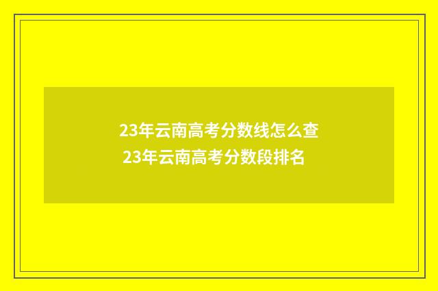 23年云南高考分数线怎么查 23年云南高考分数段排名
