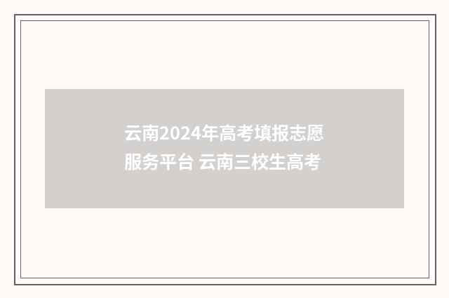 云南2024年高考填报志愿服务平台 云南三校生高考