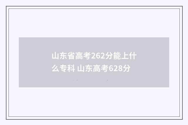 山东省高考262分能上什么专科 山东高考628分