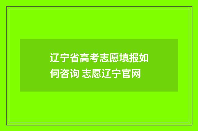 辽宁省高考志愿填报如何咨询 志愿辽宁官网