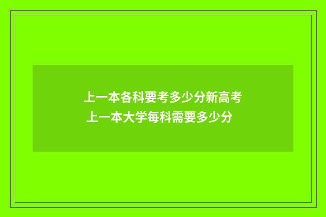 上一本各科要考多少分新高考 上一本大学每科需要多少分
