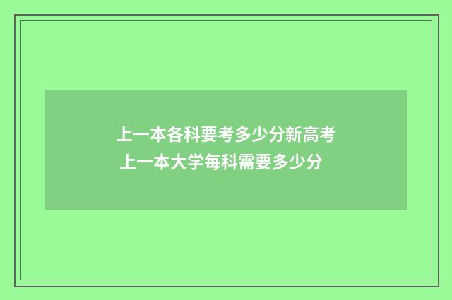上一本各科要考多少分新高考 上一本大学每科需要多少分