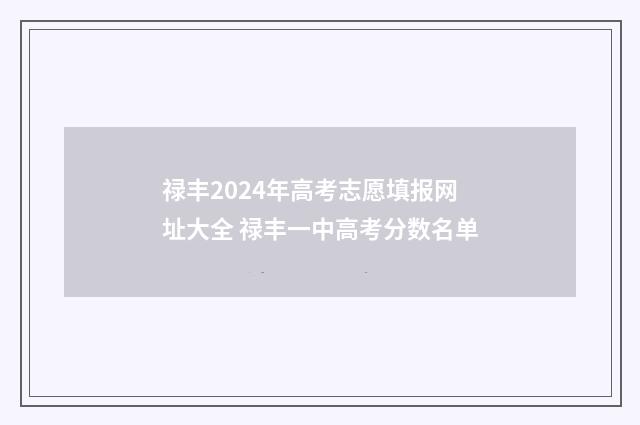 禄丰2024年高考志愿填报网址大全 禄丰一中高考分数名单