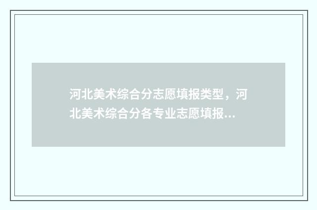 河北美术综合分志愿填报类型，河北美术综合分各专业志愿填报类型划分 河北美术综合分一分一档2024