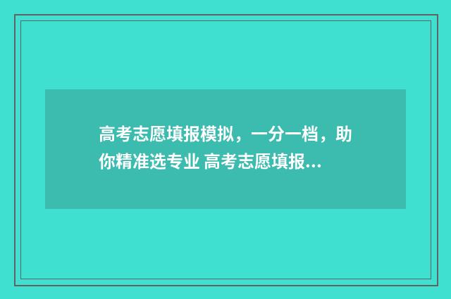 高考志愿填报模拟，一分一档，助你精准选专业 高考志愿填报模拟表电子版