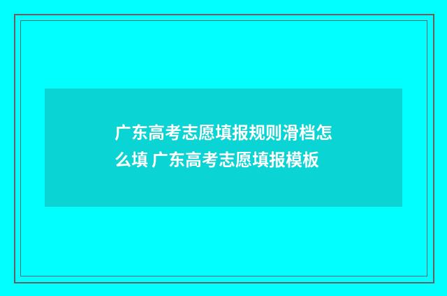 广东高考志愿填报规则滑档怎么填 广东高考志愿填报模板
