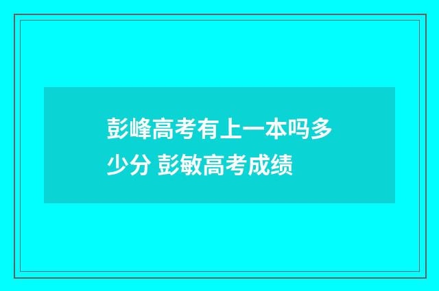 彭峰高考有上一本吗多少分 彭敏高考成绩