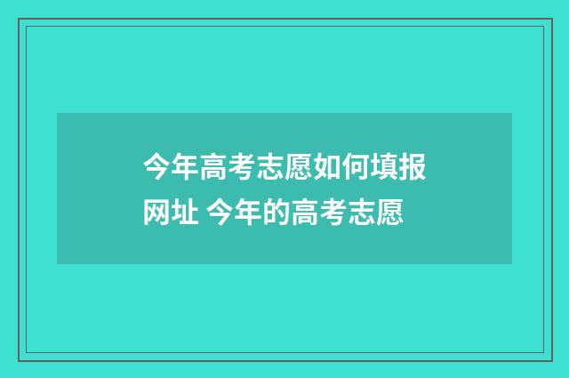 今年高考志愿如何填报网址 今年的高考志愿