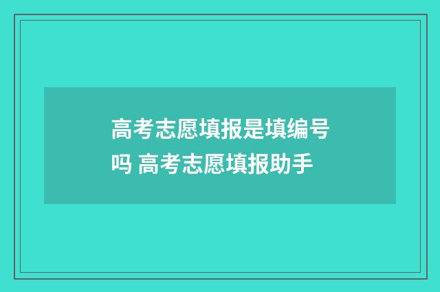 高考志愿填报是填编号吗 高考志愿填报助手