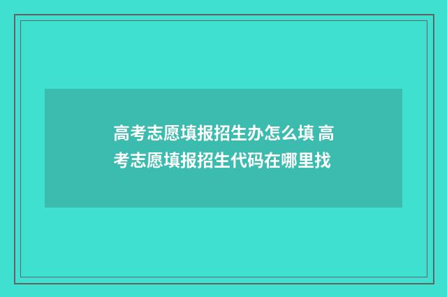 高考志愿填报招生办怎么填 高考志愿填报招生代码在哪里找