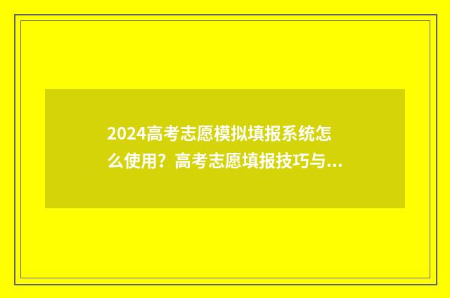 2024高考志愿模拟填报系统怎么使用？高考志愿填报技巧与实战经验分享 2024高考志愿模拟填报表