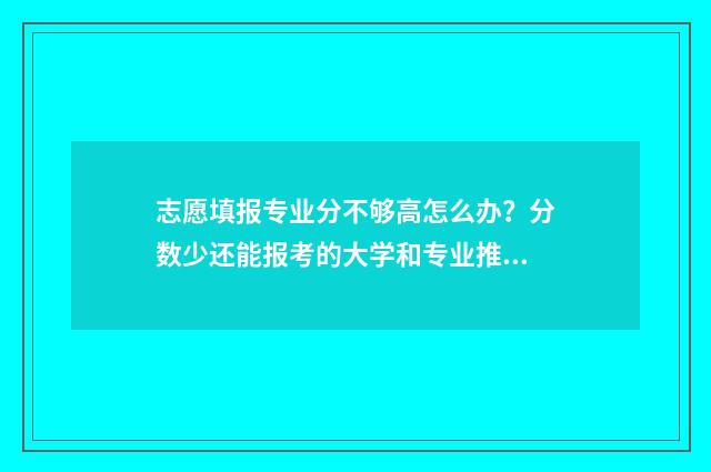 志愿填报专业分不够高怎么办？分数少还能报考的大学和专业推荐 志愿填报专业排序