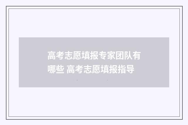 高考志愿填报专家团队有哪些 高考志愿填报指导