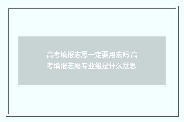 高考填报志愿一定要用宏吗 高考填报志愿专业组是什么意思
