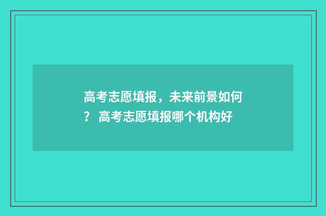 高考志愿填报，未来前景如何？ 高考志愿填报哪个机构好