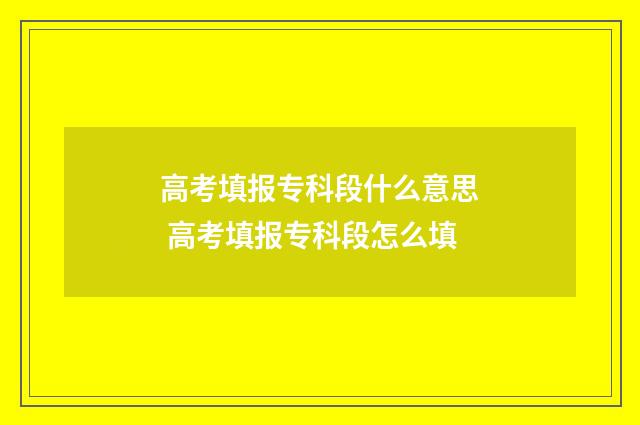 高考填报专科段什么意思 高考填报专科段怎么填