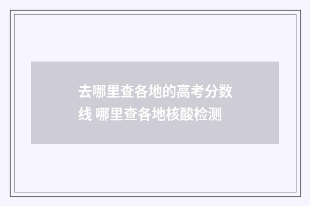 去哪里查各地的高考分数线 哪里查各地核酸检测