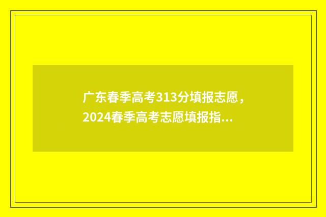 广东春季高考313分填报志愿，2024春季高考志愿填报指南 广东春季高考313分可以上什么大学