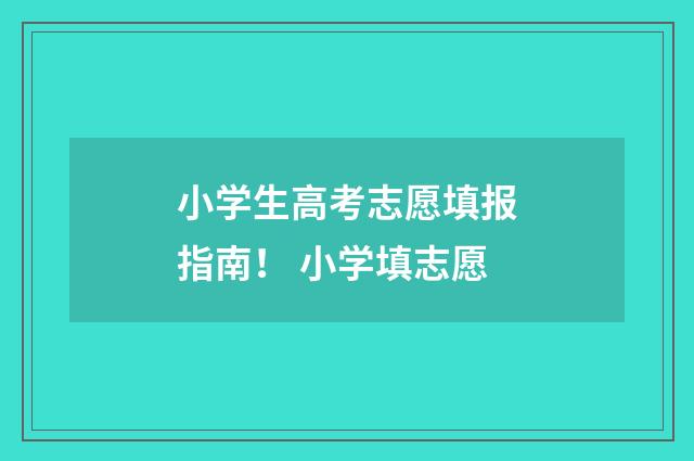 小学生高考志愿填报指南！ 小学填志愿