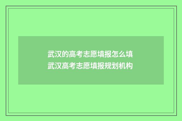 武汉的高考志愿填报怎么填 武汉高考志愿填报规划机构