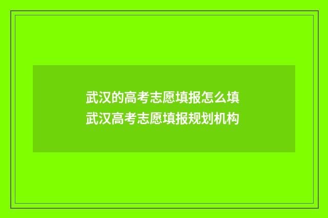 武汉的高考志愿填报怎么填 武汉高考志愿填报规划机构