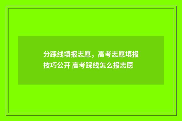 分踩线填报志愿，高考志愿填报技巧公开 高考踩线怎么报志愿