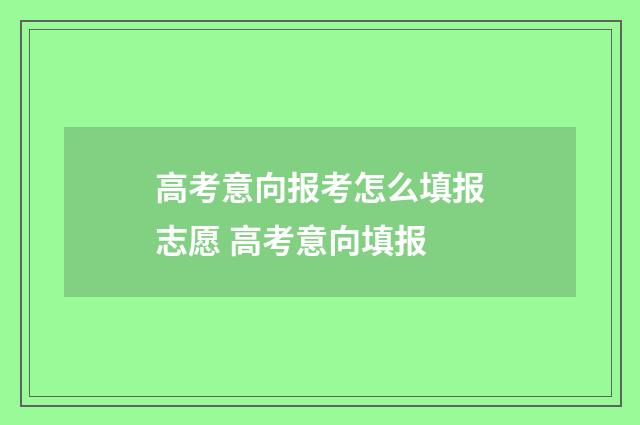 高考意向报考怎么填报志愿 高考意向填报