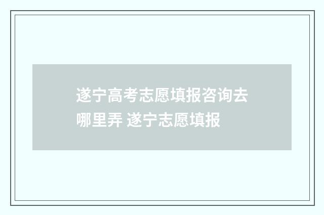 遂宁高考志愿填报咨询去哪里弄 遂宁志愿填报