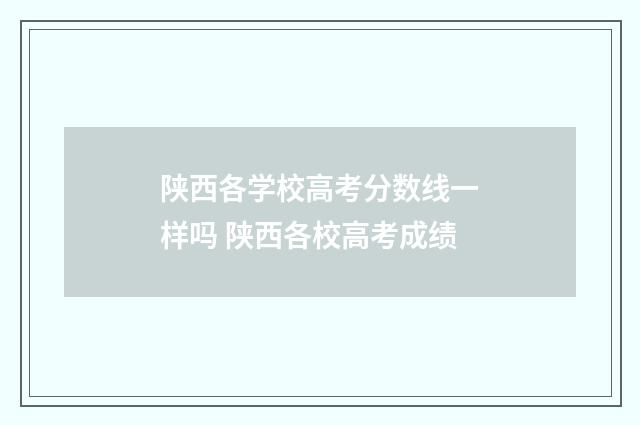 陕西各学校高考分数线一样吗 陕西各校高考成绩