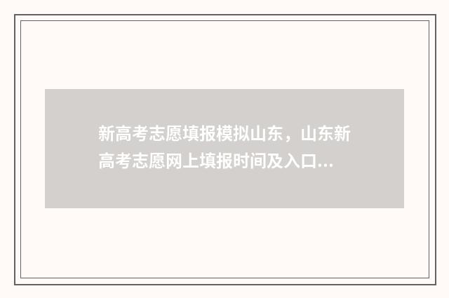 新高考志愿填报模拟山东，山东新高考志愿网上填报时间及入口 新高考志愿填报规则讲解