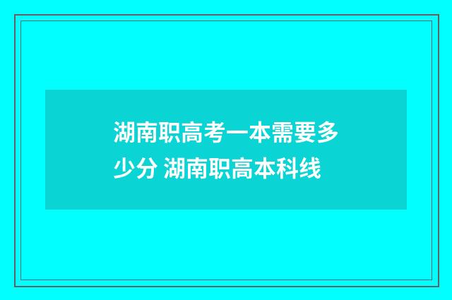 湖南职高考一本需要多少分 湖南职高本科线