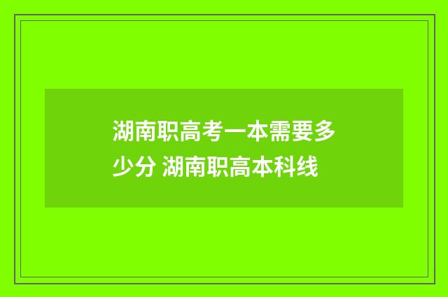 湖南职高考一本需要多少分 湖南职高本科线