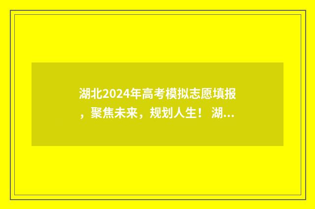 湖北2024年高考模拟志愿填报，聚焦未来，规划人生！ 湖北2024年高考人数