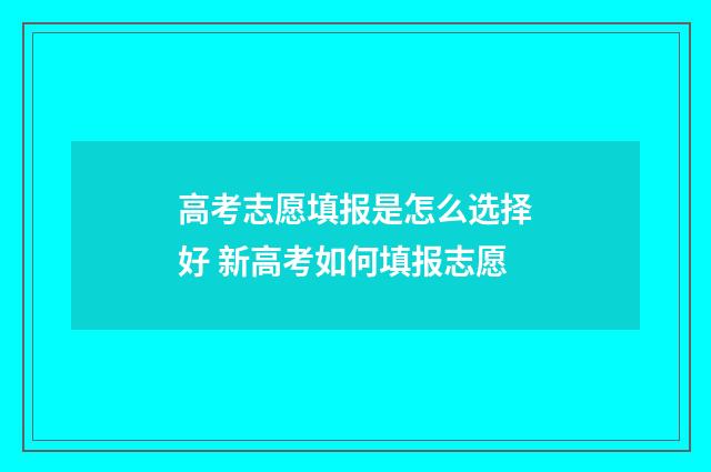 高考志愿填报是怎么选择好 新高考如何填报志愿