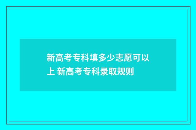 新高考专科填多少志愿可以上 新高考专科录取规则