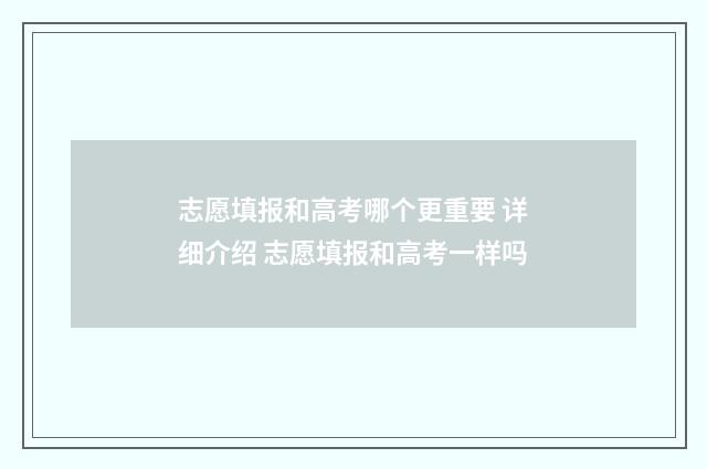 志愿填报和高考哪个更重要 详细介绍 志愿填报和高考一样吗