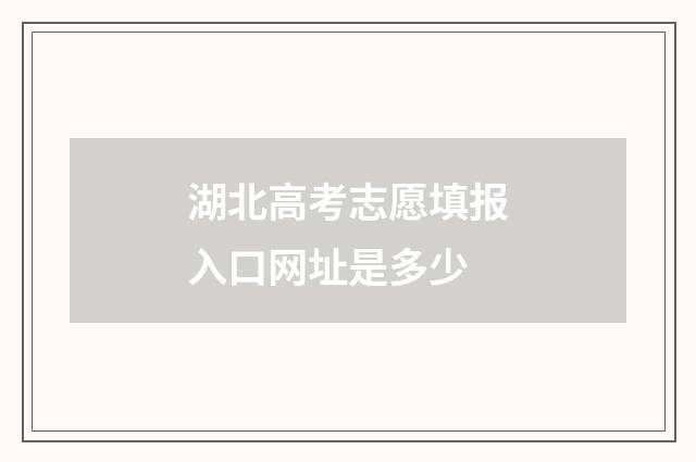 湖北高考志愿填报入口网址是多少