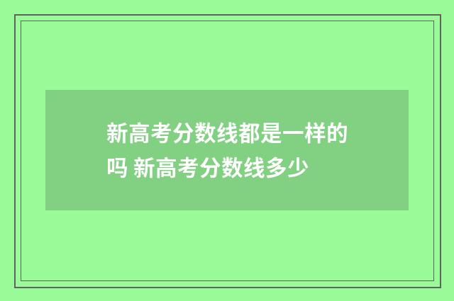 新高考分数线都是一样的吗 新高考分数线多少