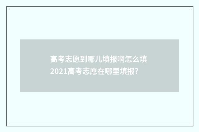 高考志愿到哪儿填报啊怎么填 2021高考志愿在哪里填报?