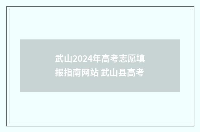 武山2024年高考志愿填报指南网站 武山县高考