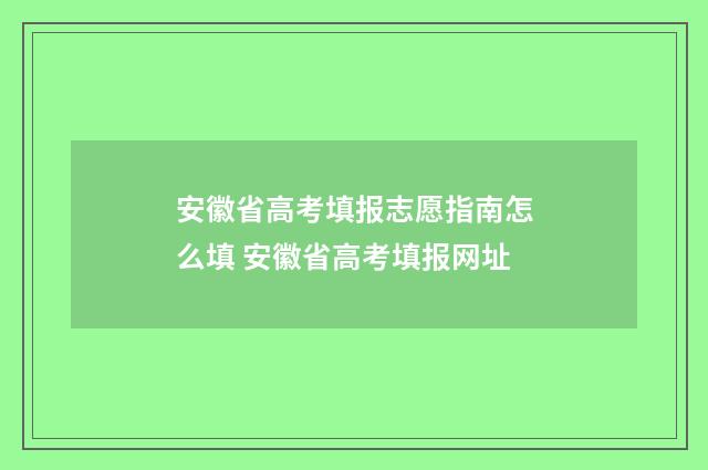 安徽省高考填报志愿指南怎么填 安徽省高考填报网址