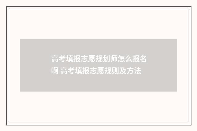 高考填报志愿规划师怎么报名啊 高考填报志愿规则及方法