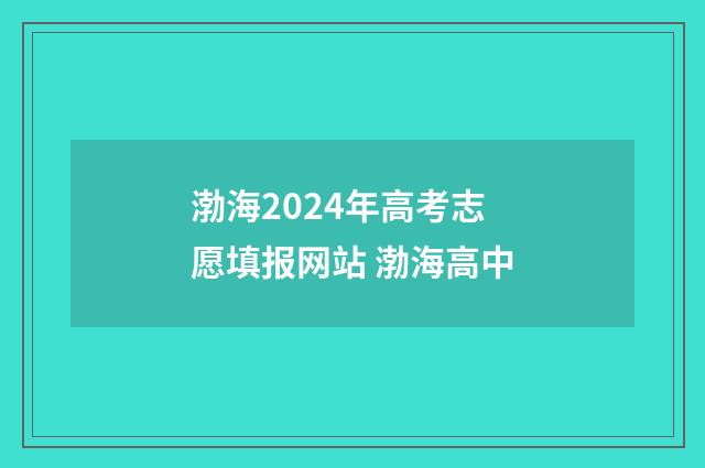 渤海2024年高考志愿填报网站 渤海高中